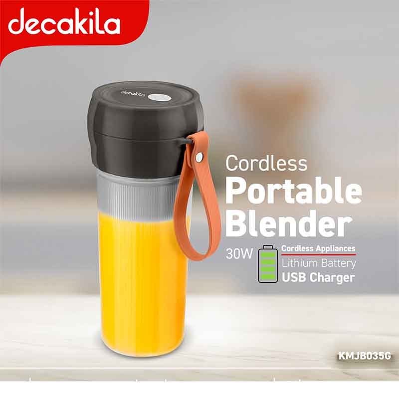 Decakila Blender 30w Portable Cordless 300ml 1500 mAh Battery Rechargeable KMJB035G