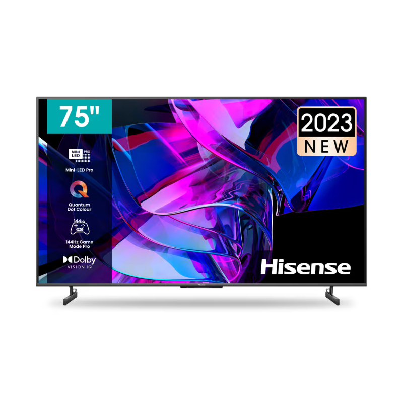 Hisense 75" Smart Mini 4K ULED TV with Dolby Vision IQ, 144Hz Game Mode Pro, Quantum Dot Colour, Dolby Vision IQ, Multi-Channel Surround 2.1, Hands-Free Voic...