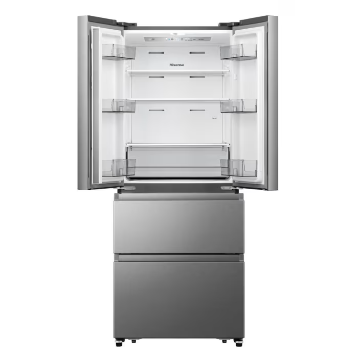 Hisense Refrigerator 380L, French Door, Total No Frost, Multi Airflow, Metal Glide Drawer, Soft LED Lighting, Electronic Touch Control, Inox H530FI