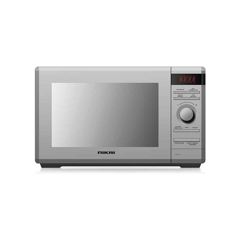 Nikai Microwave Oven 36L 1100W Power Microwave Oven with Grill - Digital Control, Child Safety Lock, Mirror Finish, Defrost by Weight/Time NMO360MDG