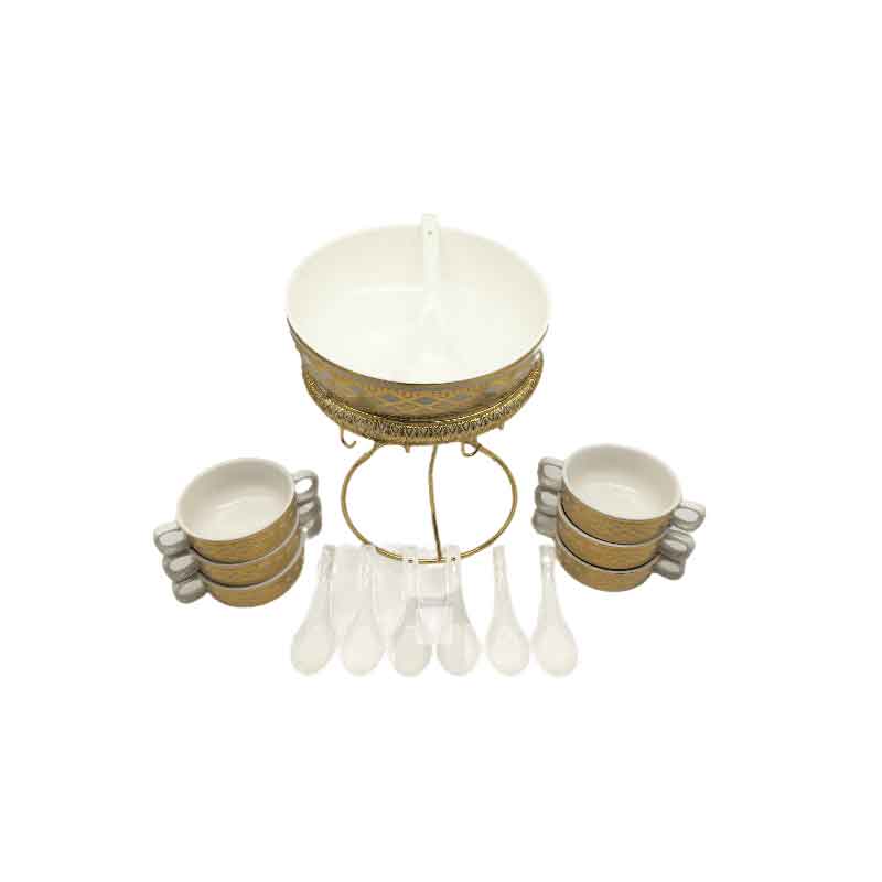 Ceramic Soup Set With Soup Cups/Bowls Made of Porcelain Food Serving 921-13