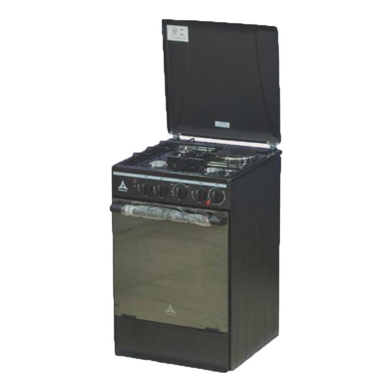 Delta Cookers 50x55cm 3 Gas Burner, 1 Electric Hotplate with Gas Oven & Grill Black DGC31B