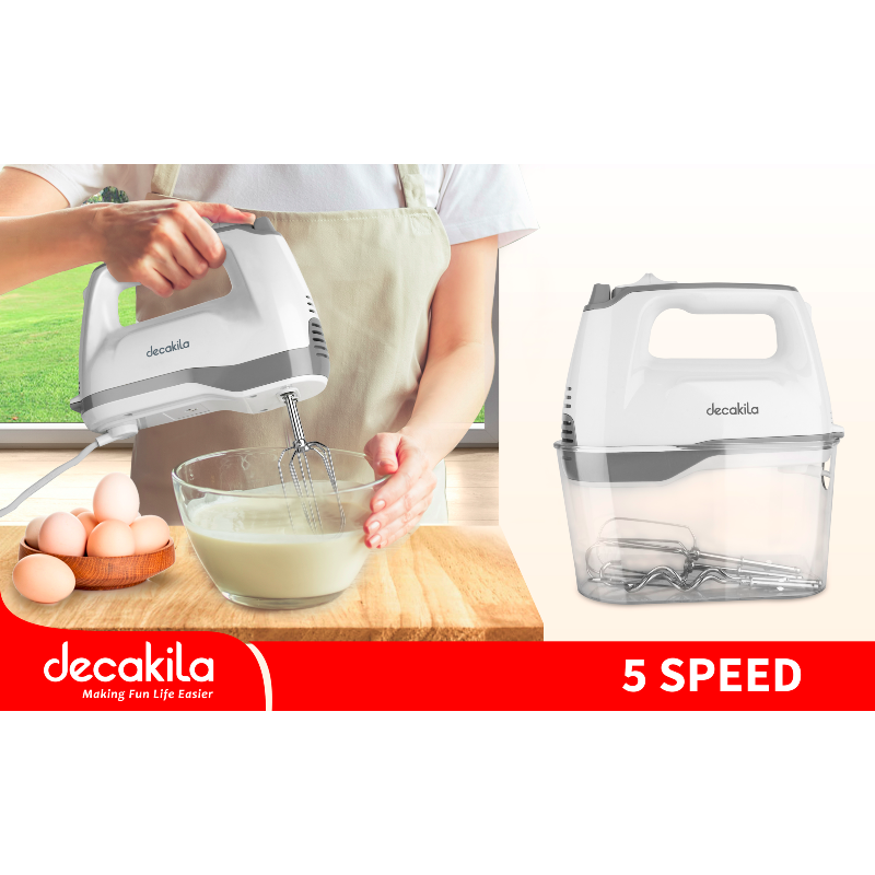 Decakila Hand Mixer 250W 6 Speed + Turbo 2 Attachments KEMX011W