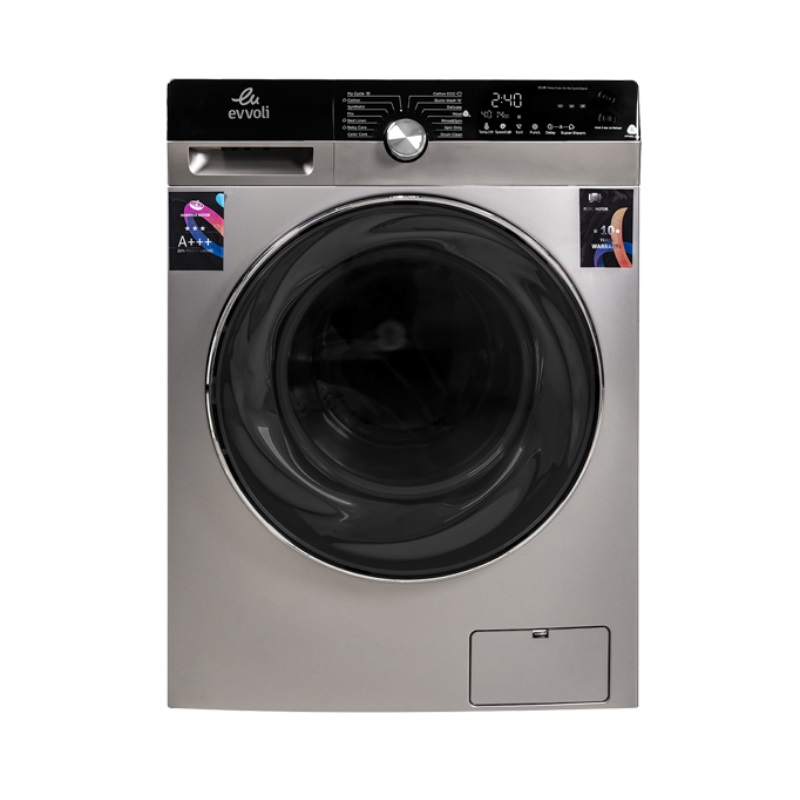 Evvoli Washing Machine 8kg Front Load with Inverter Silver FBLE-814S