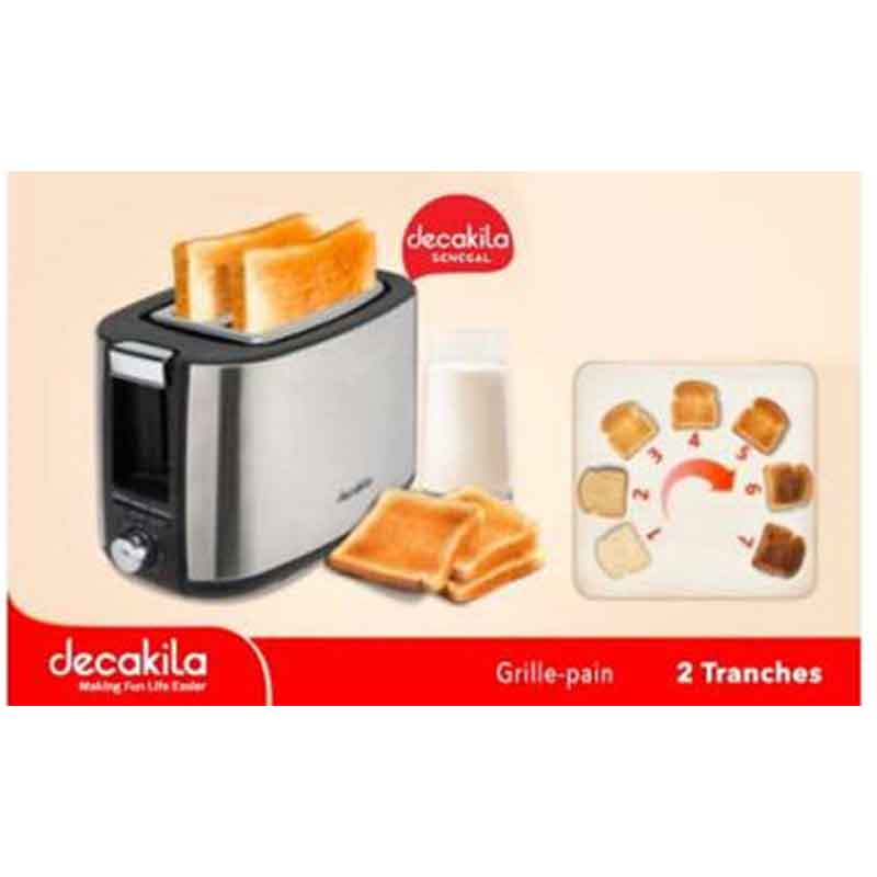 Decakila Toaster 2 Slice 750W Silver & Black 7 Setting Browning Color KETS009M