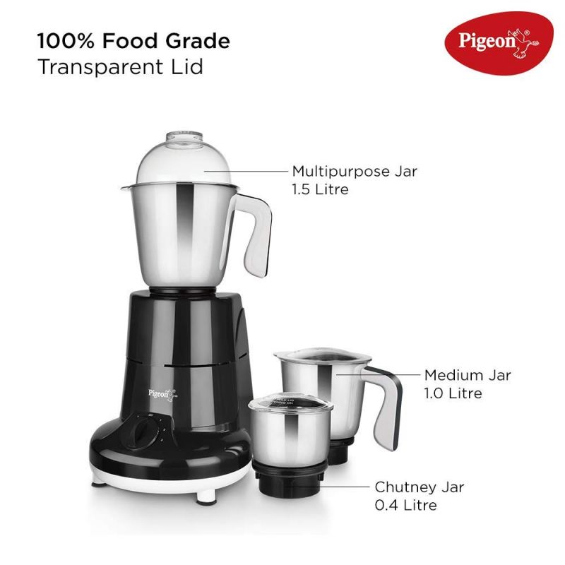 Pigeon Mixer Grinder 750W Stainless Steel Jar Copper Motor Removable Jar Compact Design 1.5L 1.0L 0.4L Jars Especial 5 Pigeon Mixer Grinder 750W Stainless Steel Jar Copper Motor Removable Jar Compact Design 1.5L 1.0L 0.4L Jars Especial