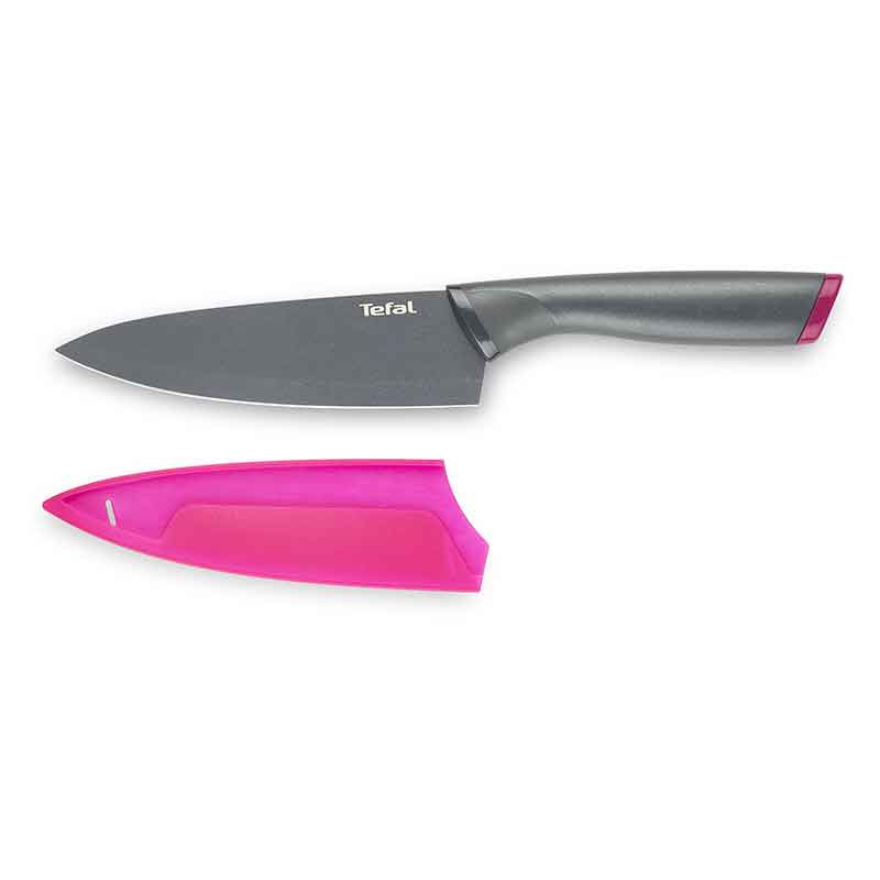 Tefal Fresh Kitchen Chef Knife With Cover 15Cm Titanium Non Stick Coating Ideal For Slicing &Amp; Chopping All Types Of Food High Performance Stainless Steel K1220304 4 Tefal Fresh Kitchen Chef Knife With Cover 15Cm Titanium Non Stick Coating Ideal For Slicing &Amp; Chopping All Types Of Food High Performance Stainless Steel K1220304
