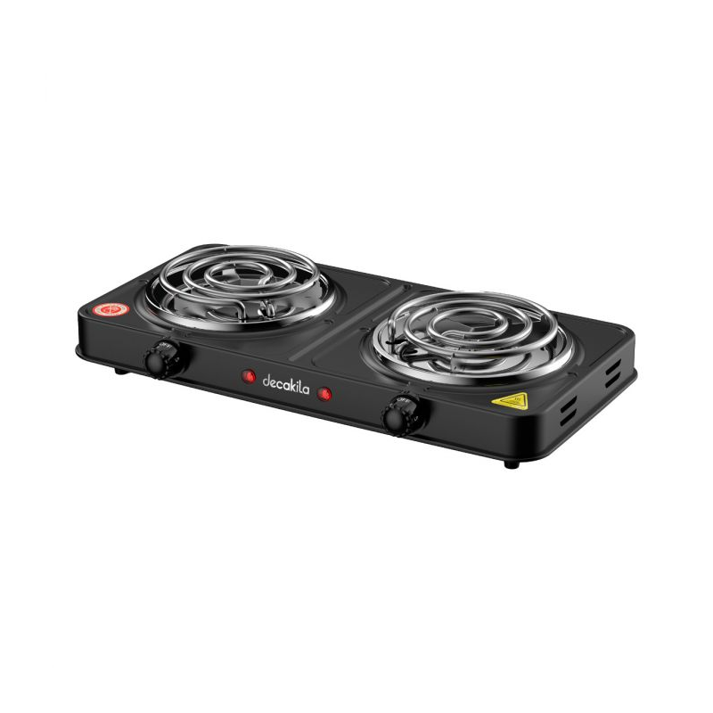 Decakila Coil Plate Double 2000W 2 Burner Plate 5 Heat Setting Stainless Burner Cap Light Indicator - Auto-Thermostat Control Kecc002B 2 Decakila Coil Plate Double 2000W 2 Burner Plate 5 Heat Setting Stainless Burner Cap Light Indicator - Auto-Thermostat Control Kecc002B