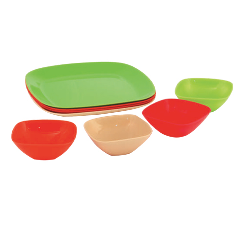 Cello Plastic Plate &Amp; Bowl Set Square Party 260 X 20 - 110 X 50Mm 8Pc Set (Pack Of 3) 1 Cello Plastic Plate &Amp; Bowl Set Square Party 260 X 20 - 110 X 50Mm 8Pc Set (Pack Of 3)