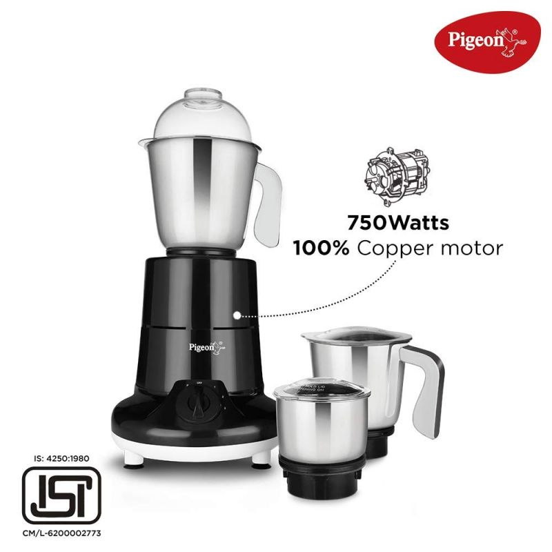 Pigeon Mixer Grinder 750W Stainless Steel Jar Copper Motor Removable Jar Compact Design 1.5L 1.0L 0.4L Jars Especial 6 Pigeon Mixer Grinder 750W Stainless Steel Jar Copper Motor Removable Jar Compact Design 1.5L 1.0L 0.4L Jars Especial