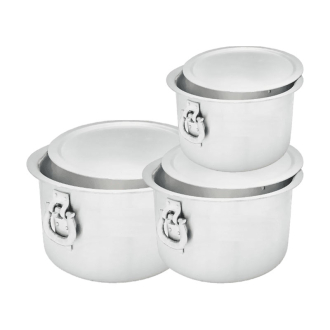 Nadstar Aluminium Sufuria 3pcs with Lid & Handle 210L 250L 300L Cookware Set Tope Cooking Pot for Commercial Use - Gauge 6 Kitchen Heavy Duty Tapela