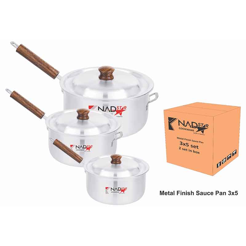 Nadstar Saucepan 3Pcs Set With Lid Smooth Wooden Handle 23-28 3X5 2 Nadstar Saucepan 3Pcs Set With Lid Smooth Wooden Handle 23-28 3X5