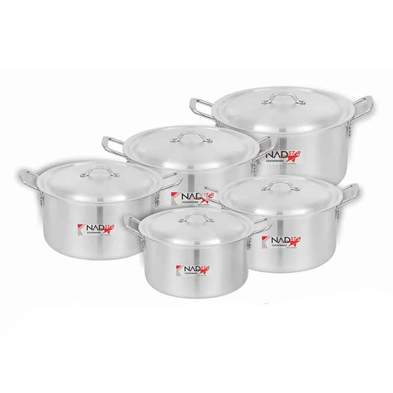 Nadstar Cookware Set 5Pcs Set With Lid &Amp; Handle Metal Finish Sufuria 2L 4L 5.5L 7L 9L 1X5 1 Nadstar Cookware Set 5Pcs Set With Lid &Amp; Handle Metal Finish Sufuria 2L 4L 5.5L 7L 9L 1X5