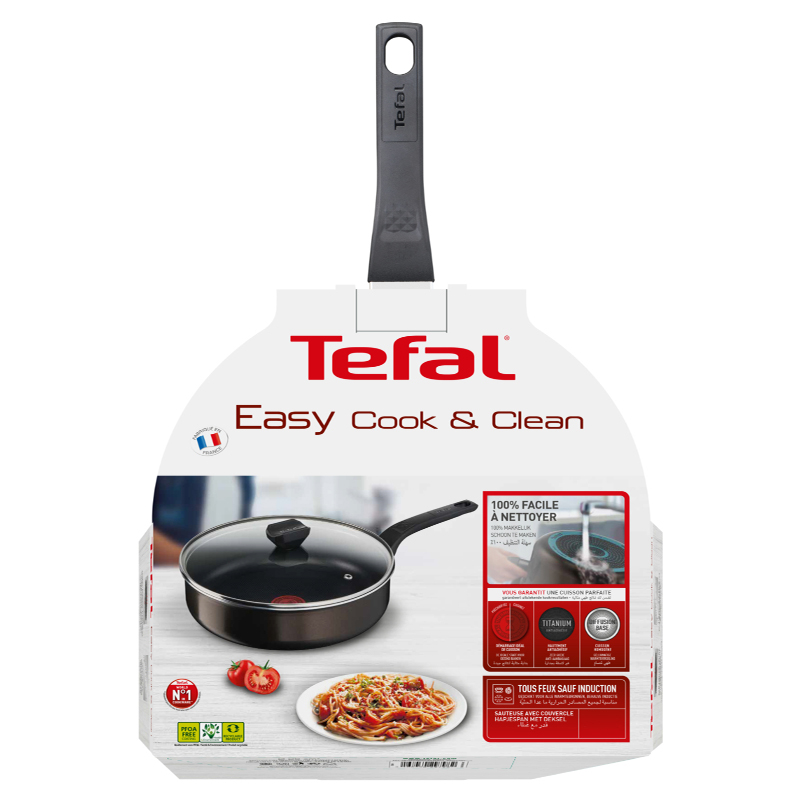 Tefal Easy Cook Sautepan 26Cm + Lid Suitable For All Heat Sources Except Induction Non-Stick Coating Made In France B5543302 4 Tefal Easy Cook Sautepan 26Cm + Lid Suitable For All Heat Sources Except Induction Non-Stick Coating Made In France B5543302