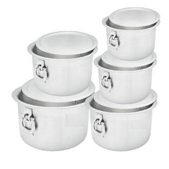 Nadstar Aluminium Sufuria 5pcs with Lid & Handle 55L 65L 75L 85L 100L Cookware Set Tope Cooking Pot for Commercial Use - Gauge 7 Kitchen Heavy Duty Tapela