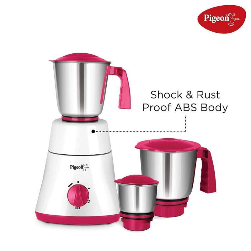 Pigeon Mixer Grinder 550W Abs 10500Rpm With 3 Stainless Steel Jars For Dry Grinding &Amp; Wet Grinding Classic Pro 7 Pigeon Mixer Grinder 550W Abs 10500Rpm With 3 Stainless Steel Jars For Dry Grinding &Amp; Wet Grinding Classic Pro