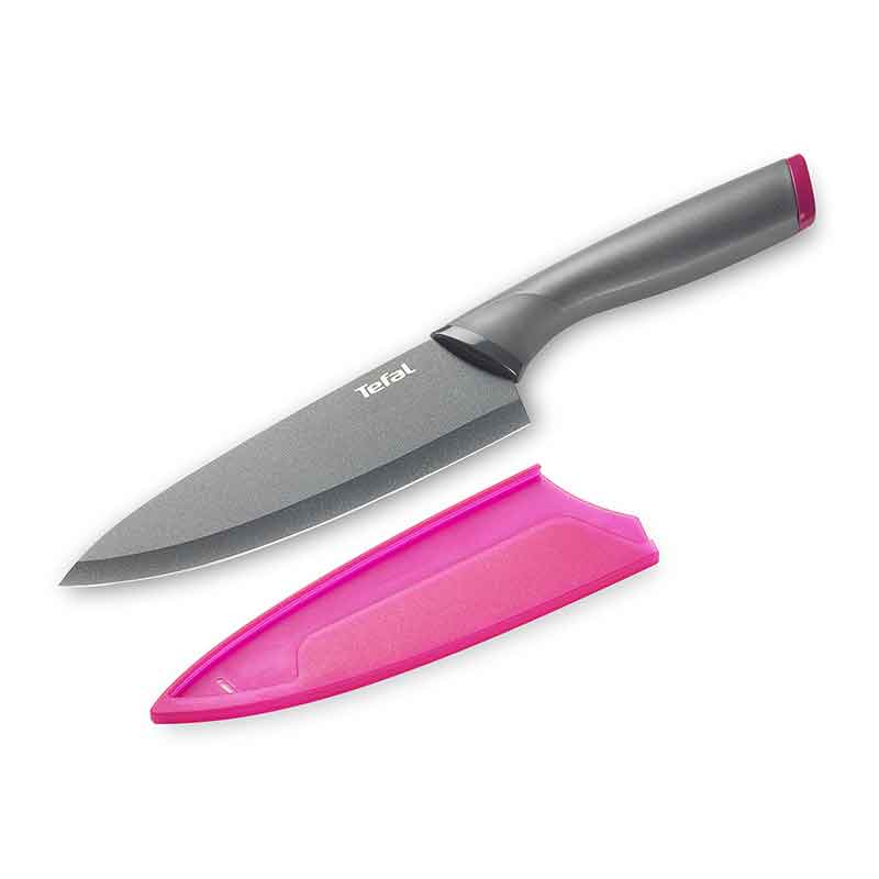 Tefal Fresh Kitchen Chef Knife With Cover 15Cm Titanium Non Stick Coating Ideal For Slicing &Amp; Chopping All Types Of Food High Performance Stainless Steel K1220304 1 Tefal Fresh Kitchen Chef Knife With Cover 15Cm Titanium Non Stick Coating Ideal For Slicing &Amp; Chopping All Types Of Food High Performance Stainless Steel K1220304