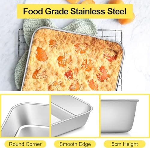 Nadstar Aluminium Square Tray 9.5&Quot; Cake Moulds Rectangle Baking Tray Deep Oven Pan For Lasagna Brownie Pizza Heavy Duty Anti-Rust Easy Clean No13 5 Nadstar Aluminium Square Tray 9.5&Quot; Cake Moulds Rectangle Baking Tray Deep Oven Pan For Lasagna Brownie Pizza Heavy Duty Anti-Rust Easy Clean No13