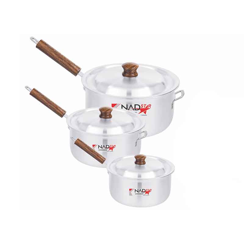 Nadstar Saucepan 3Pcs Set With Lid Smooth Wooden Handle 23-28 3X5 1 Nadstar Saucepan 3Pcs Set With Lid Smooth Wooden Handle 23-28 3X5