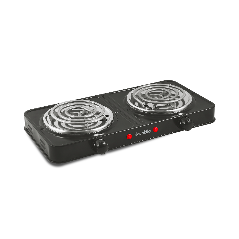 Decakila Coil Plate Double 2000W 2 Burner Plate 5 Heat Setting Stainless Burner Cap Light Indicator - Auto-Thermostat Control Kecc002B 1 Decakila Coil Plate Double 2000W 2 Burner Plate 5 Heat Setting Stainless Burner Cap Light Indicator - Auto-Thermostat Control Kecc002B