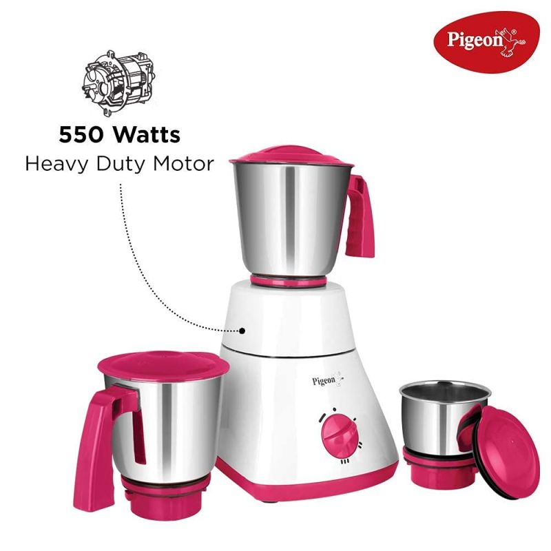 Pigeon Mixer Grinder 550W Abs 10500Rpm With 3 Stainless Steel Jars For Dry Grinding &Amp; Wet Grinding Classic Pro 6 Pigeon Mixer Grinder 550W Abs 10500Rpm With 3 Stainless Steel Jars For Dry Grinding &Amp; Wet Grinding Classic Pro