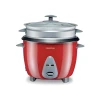 Kenwood 2-in-1 Rice Cooker 1.8L 10-Cups Rice with Food Steamer Basket Non-Stick Cooking Pot Temepered Glass Lid Warm/Cook Lights Spatula Holder Detachable Cord RCM44.000RD