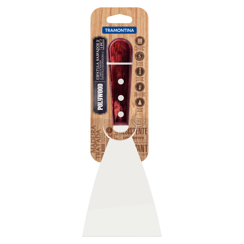Tramontina Scraper Spatula 5&Quot; Stainless Steel Blade, Red Polywood Treated Wood Handle 21166/175 3 Tramontina Scraper Spatula 5&Quot; Stainless Steel Blade, Red Polywood Treated Wood Handle 21166/175
