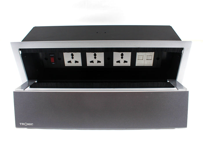 Tronic Desk Socket Universal X 3 + Rj45 Data X 2 3 Tronic Desk Socket Universal X 3 + Rj45 Data X 2