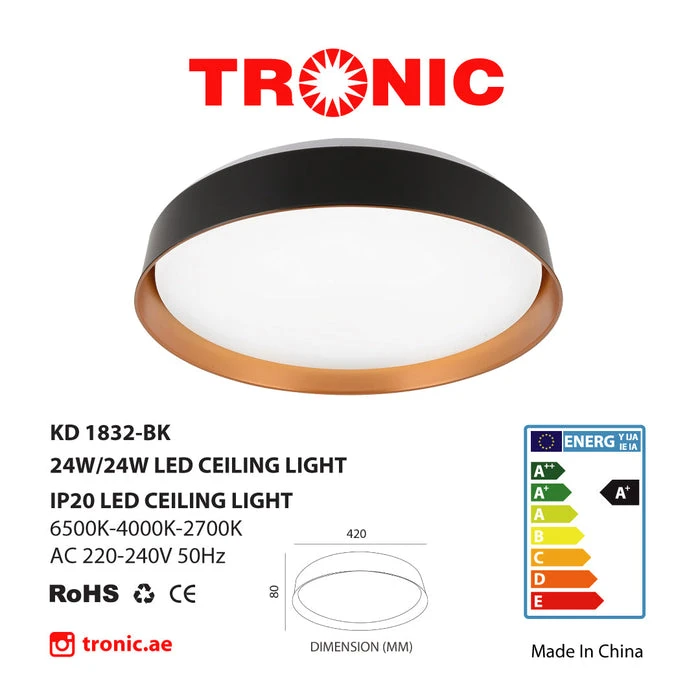 Tronic Black And Copper Led Colour Changeable (3 Shades) Ceiling Light 3 Tronic Black And Copper Led Colour Changeable (3 Shades) Ceiling Light