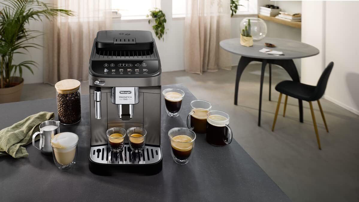 De'Longhi Magnifica Evo Bean To Cup Fully Automatic Coffee Machine Traditional Milk Frother Built In Grinder 100% Arabica Whole Coffee Beans Ecam290.42.Tb Titanium &Amp; Black 4 De'Longhi Magnifica Evo Bean To Cup Fully Automatic Coffee Machine Traditional Milk Frother Built In Grinder 100% Arabica Whole Coffee Beans Ecam290.42.Tb Titanium &Amp; Black
