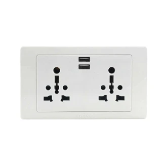 Tronic Twin Universal Socket with 2 USB