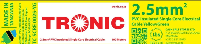 Tronic 2.5 Mm Single Core Cable 3 Tronic 2.5 Mm Single Core Cable