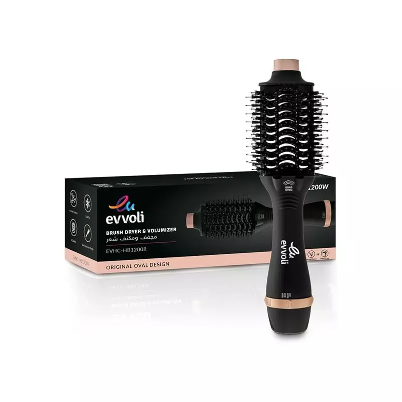 Evvoli Brush Dryer &Amp; Volumizer 3In1 1200W Powerful Dc Motor, Fast Drying Hair Dryer With 4X Ionic Feature And Cool Tip Evhc-Hb1200R 5 Evvoli Brush Dryer &Amp; Volumizer 3In1 1200W Powerful Dc Motor, Fast Drying Hair Dryer With 4X Ionic Feature And Cool Tip Evhc-Hb1200R