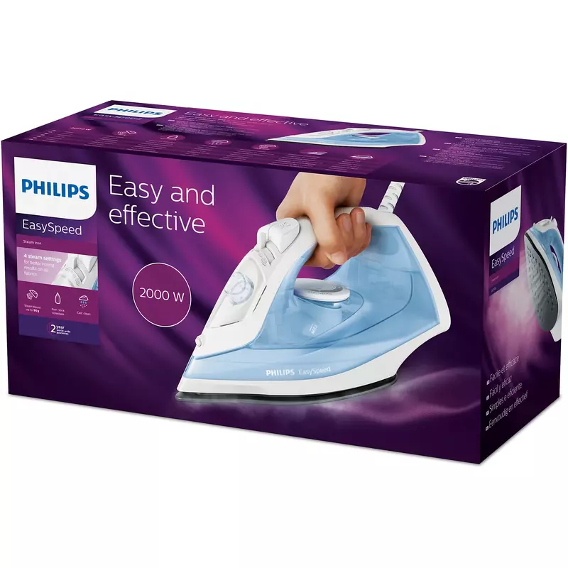 Philips Steam Iron 2000W Non Stick Soleplte, Cos 25G, Sos 90G, Calc Clean -200Ml Watertank, Integrated Water Spray Gc1740 7 Philips Steam Iron 2000W Non Stick Soleplte, Cos 25G, Sos 90G, Calc Clean -200Ml Watertank, Integrated Water Spray Gc1740