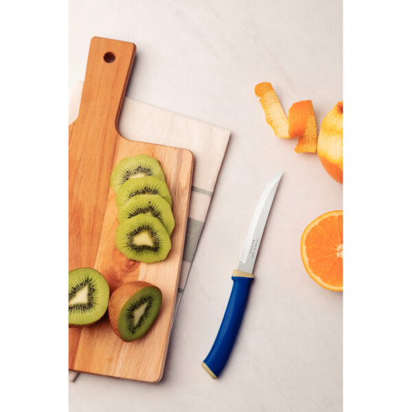 Tramontina Felice Barbecue Knife 5'' Stainless Steel Blades, Smooth Edge and Blue Polypropylene Handles 2pc Set 23493/215