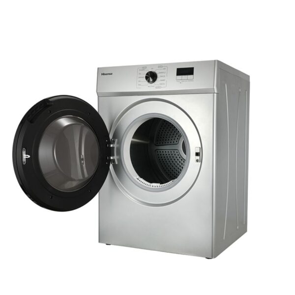 Hisense Dryer 8kg, Front Load, Fuzzy Control, LED Display, Double Water Inlets, Power Off Memory, Stainless-Steel Tub, Crease-Resist, Silver DV1W801UT