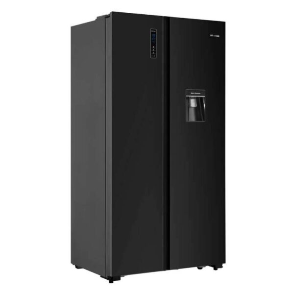 Hisense Refrigerator 504L Side by Side Door, Water Dispenser, LED Touch, Black Glass H670SMIB-WD