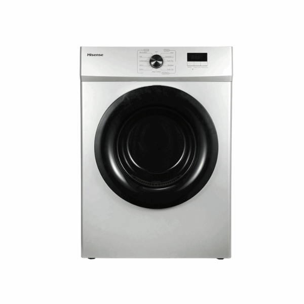 Hisense Dryer 8kg, Front Load, Fuzzy Control, LED Display, Double Water Inlets, Power Off Memory, Stainless-Steel Tub, Crease-Resist, Silver DV1W801UT
