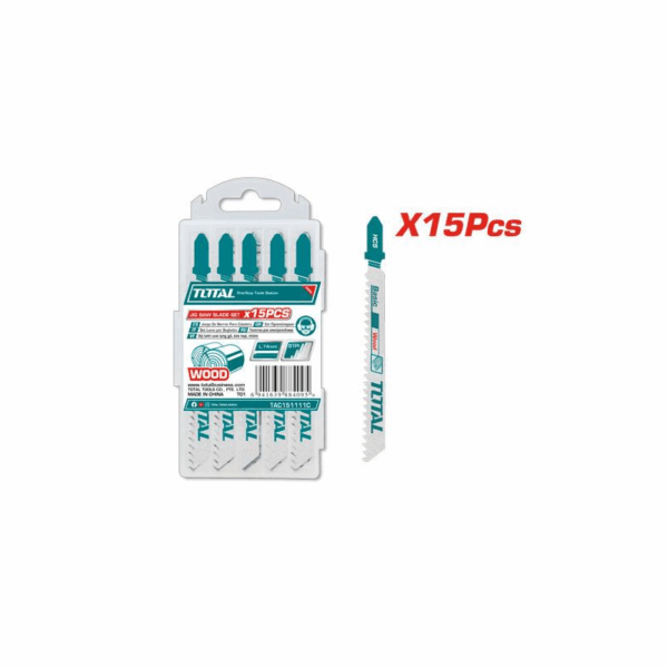 Total Jig Saw Blade Set for Wood 8TPI TAC151111C (Set of 15pcs)