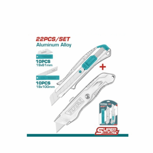 Total Utility Knife Set with Aluminum Alloy Body THT515226 (Set of 22pcs)