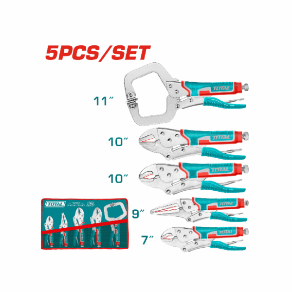 Total Pliers Set, Nickel Plated, Carbon Steel TOS23091 (Set of 5pcs)