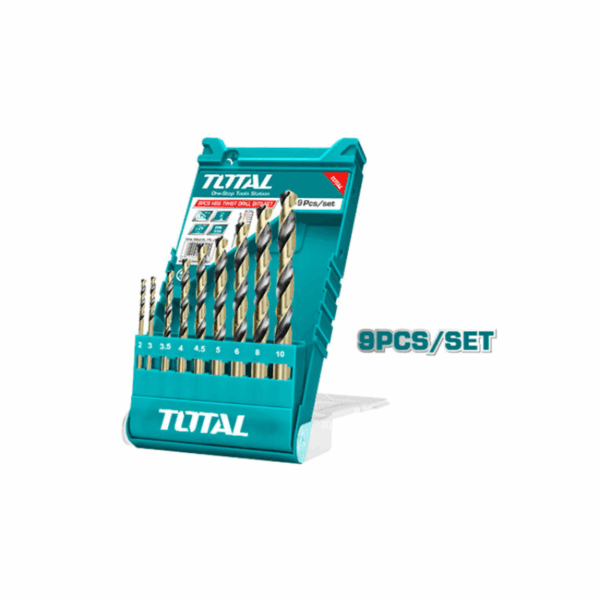 Total Drill Bit Set HSS Twisted Set of 9 TACSD0095