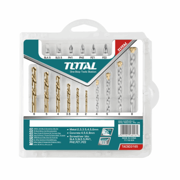 Total Drill Bits & Screwdriver Bits Set Set of 19 TACSDB1901