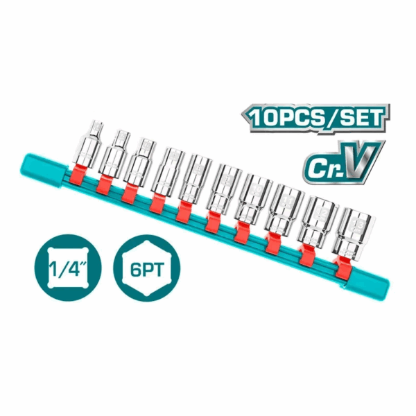 Total Socket Spanner Set 1/4" Set of 10 THT1411023