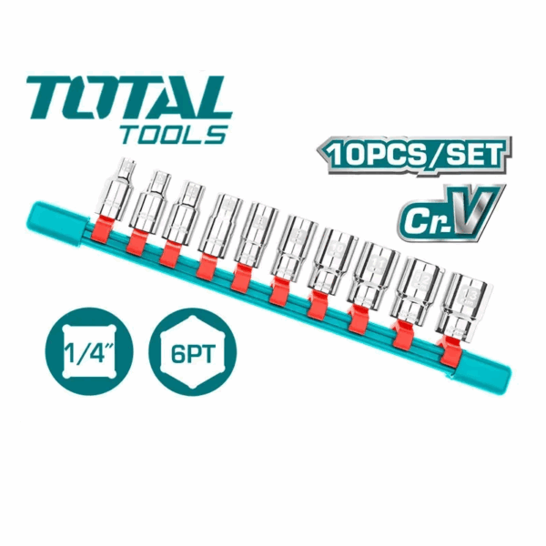 Total Socket Spanner Set 1/4" Set of 10 THT1411023