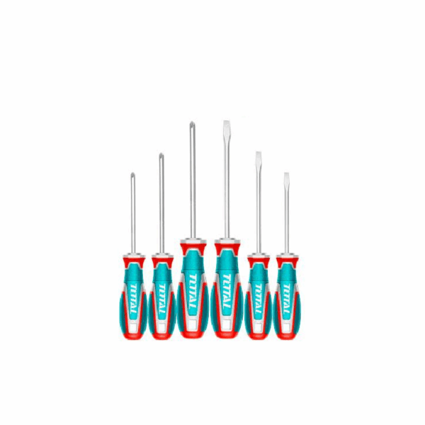 Total Screwdriver Set with S2 Blade, Strong Magnetic Pull, Ergonomic Handle TKSDS0626 (Set of 6pcs)