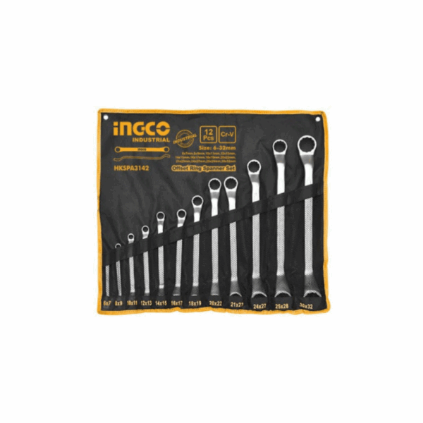 Ingco Offset Ring Spanner Set Set of 12 HKSPA3142