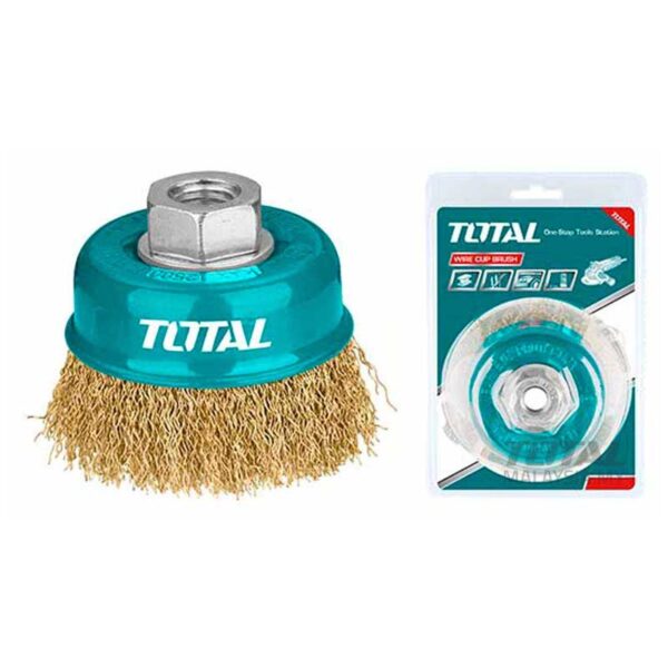 Total Wire Cup Brush with Nut 125mm Soft Golden TAC31051