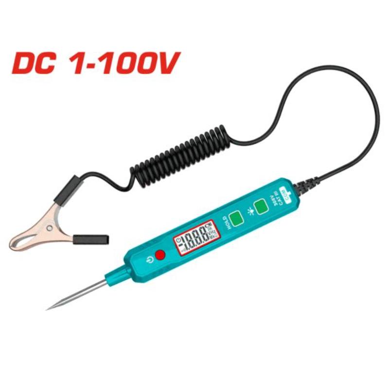 Total Multimeter Automotive Circuit Tester DC 1-100V 2700mm with Digital Display, Flashlight, Backlight THT417506
