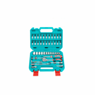 Total Socket Set 1/4" with Three Colour Soft Handle, Chromed Plated, Heat Treated THT141462 (Set of 46pcs)